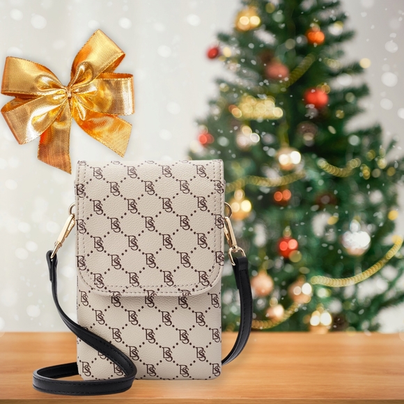 Women's Designer Bostanten Signature Beige Cellphone Crossbody Vegan Leather Bag - Picture 10 of 10